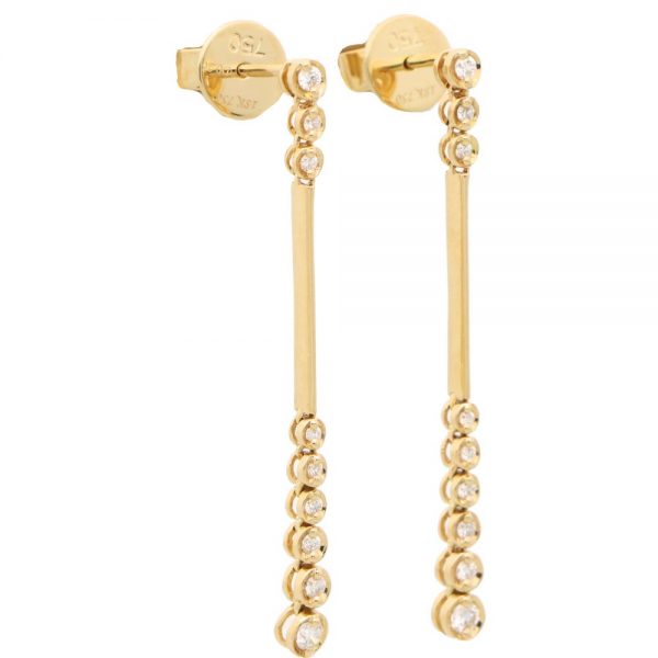 Contemporary Diamond Drop Earrings in 18ct Yellow Gold