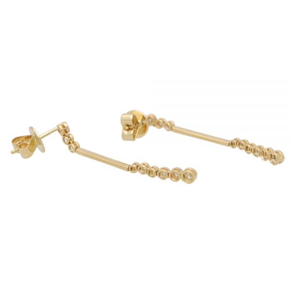 Modern Diamond Drop Earrings in 18ct Yellow Gold