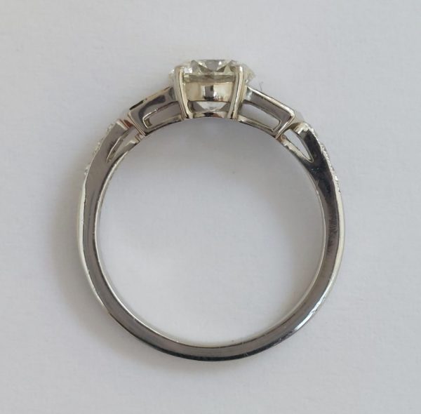 Vintage 1.14ct Diamond Ring with Baguette Diamond Shoulders
