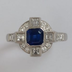 Vintage 1ct Sapphire and Diamond Ring