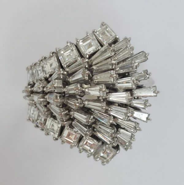 Vintage 4ct Tapering Baguette Cut Diamond Dress Ring 