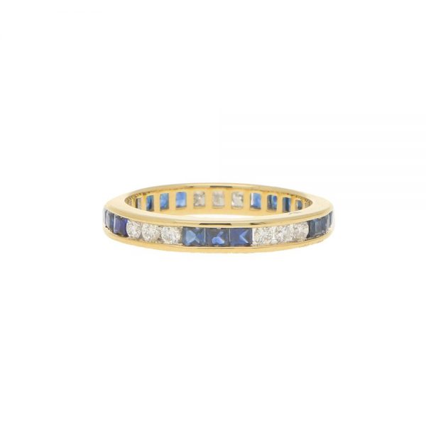 Sapphire and Diamond Full Eternity Ring in 18ct Yellow Gold