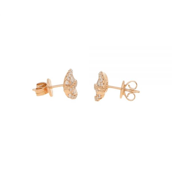 Diamond Leaf Stud Earrings in 18ct Rose Gold