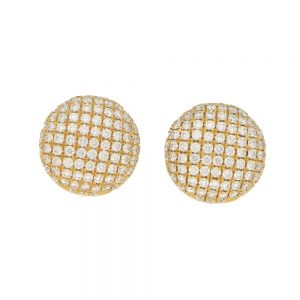 1.15ct Diamond Button Cluster Earrings in Yellow Gold