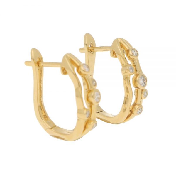 Diamond Bubble Huggy Hoop Earrings in 18ct Yellow Gold