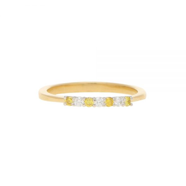 Natural Yellow Diamond Seven Stone Half Eternity Ring