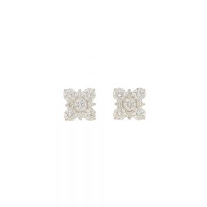 Diamond Blossom Stud Earrings in 18ct White Gold