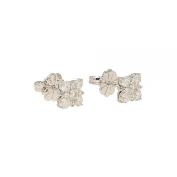 1.22ct Diamond Blossom Cluster Stud Earrings in 18ct White Gold
