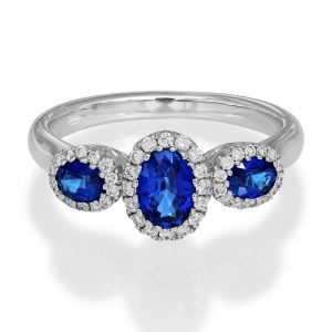 1.09ct Sapphire and Diamond Triple Cluster Ring