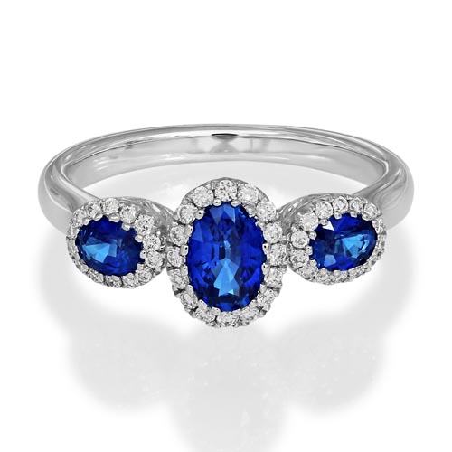 1.09ct Sapphire and Diamond Triple Cluster Ring - Jewellery Discovery