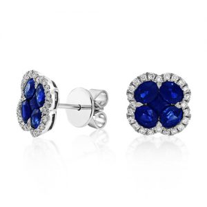 1.88ct Sapphire and Diamond Cluster Stud Earrings