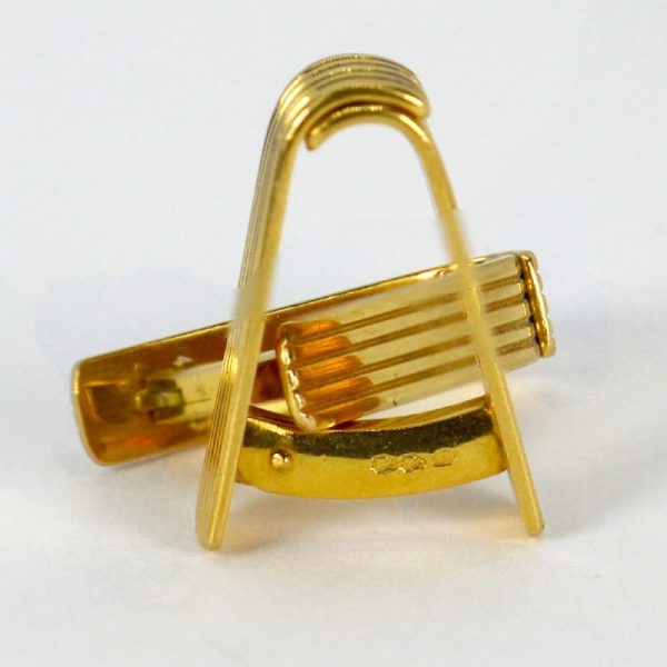 French 18ct Yellow Gold Ridged Stirrup Cufflinks