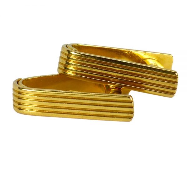 French 18ct Yellow Gold Ridged Stirrup Cufflinks