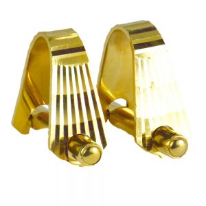 Mecan Elde French 18ct Yellow Gold Stirrup Cufflinks with ridged detail