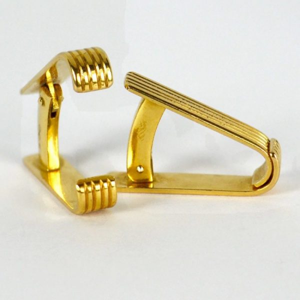 French 18ct Yellow Gold Ridged Stirrup Cufflinks