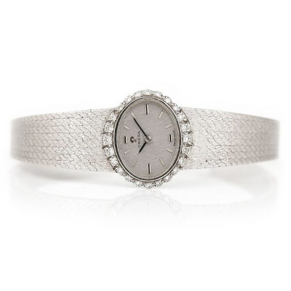 Vintage Ladies Omega 18ct White Gold and Diamond Cocktail Watch