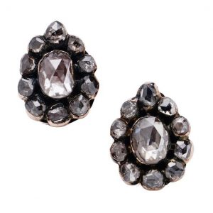 Antique Victorian 2.90ct Rose Cut Diamond Cluster Earrings