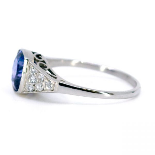 Vintage Art Deco 2ct Sapphire and Diamond Ring