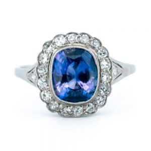 2.30ct Sapphire and Diamond Cluster Ring