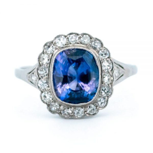 Sapphire rings UK 2.30ct Sapphire and Diamond Cluster Ring