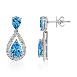 2.70ct Aquamarine and Diamond Drop Earrings