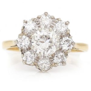 Vintage Diamond Floral Cluster Ring, 1.60 carats