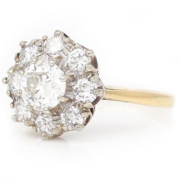 Vintage Diamond Floral Cluster Ring, 1.60 carats