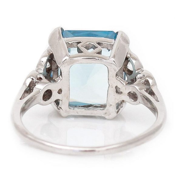 Art Deco 3.40ct Aquamarine and Diamond Ring