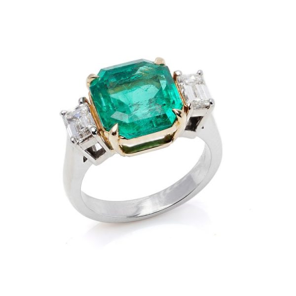 5.82ct Natural Colombian Emerald and Diamond Ring with Certificate
