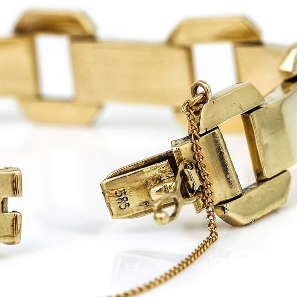Vintage French Retro Gold Flat Link Tank Bracelet
