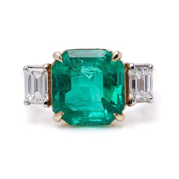 5.82ct Natural Colombian Emerald and Diamond Ring with Certificate