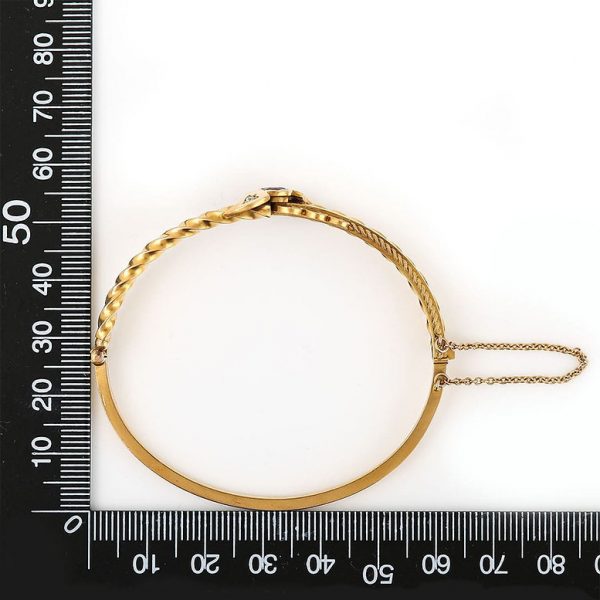 Antique Edwardian Ruby Diamond 15ct Gold Bangle Bracelet