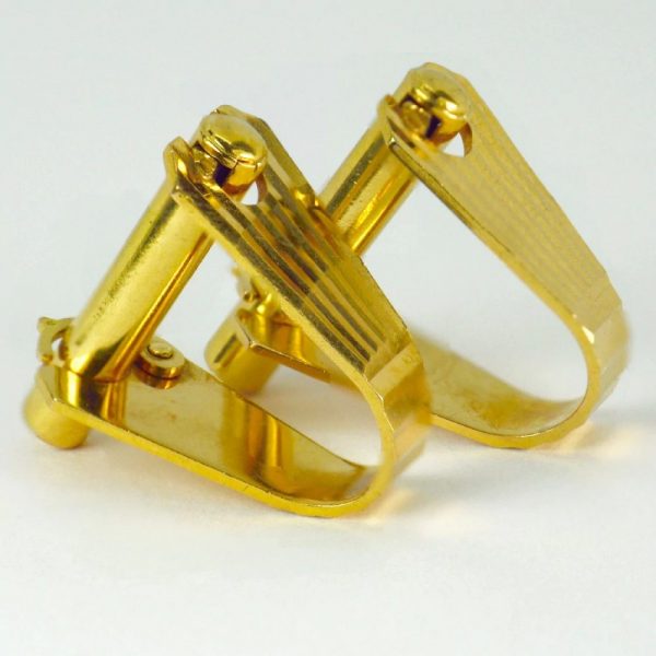 Mecan Elde French 18ct Yellow Gold Stirrup Cufflinks with ridged detail