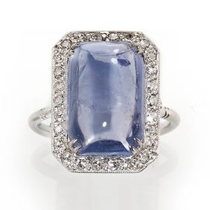 Antique Art Deco 8ct Sapphire and Diamond Cluster Ring