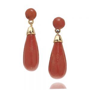 Antique Victorian Coral Drop Earrings