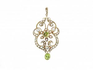 Antique Victorian Peridot and Pearl Pendant