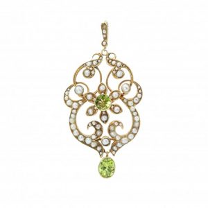Antique Victorian Peridot and Pearl Pendant