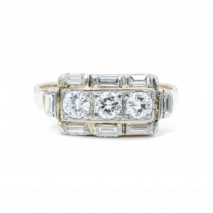 Art Deco 0.90ct Three Stone Diamond Ring
