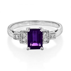 Art Deco Style 1.02ct Amethyst and Diamond Ring