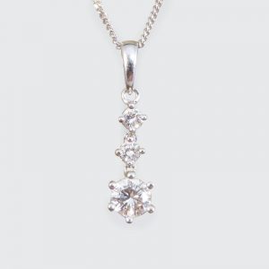 Contemporary 0.68ct Diamond Triple Drop Pendant Necklace