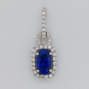 Cushion Shape 1.55ct Sapphire and Diamond Pendant