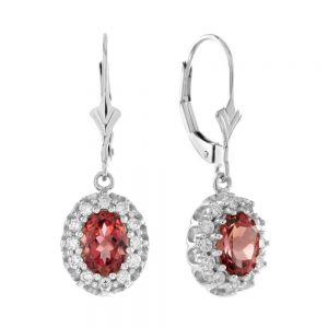 Pink Tourmaline and Diamond Oval Cluster Drop Earrings