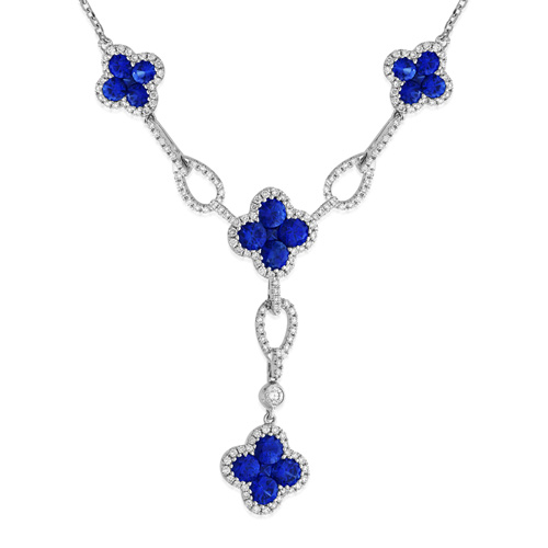 Modern 2.11ct Sapphire and Diamond Pendant Necklace