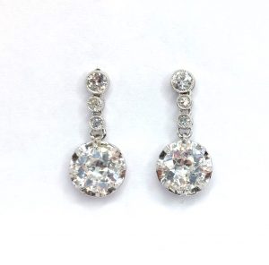 Antique Art Deco Diamond Drop Earrings, 1.80cts