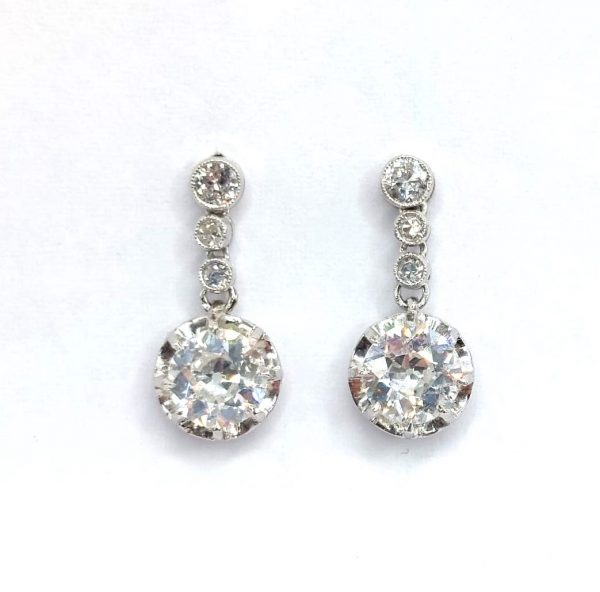 Antique Art Deco diamond drop earrings