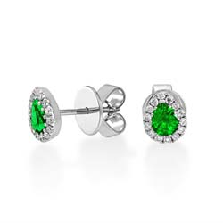 Pear Shape Cut 0.46ct Emerald and Diamond Earrings