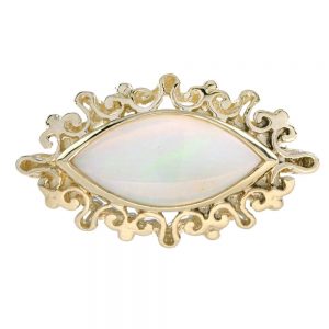 Decorative Marquise Opal and Yellow Gold Cocktail Ring