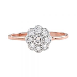 Diamond Floral Cluster Ring in Rose Gold