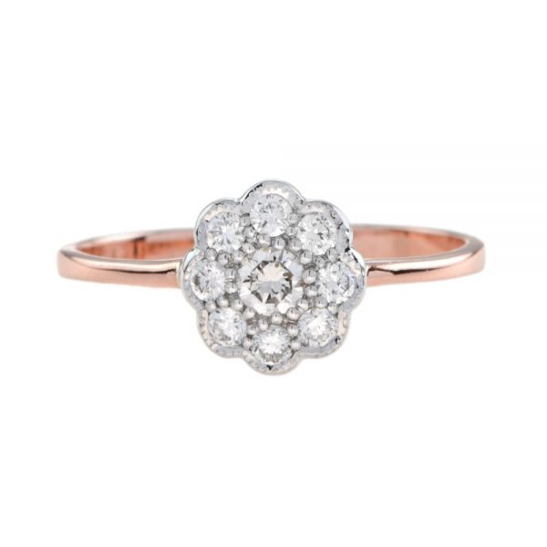 0.32ct Diamond Floral Cluster Ring in Rose Gold