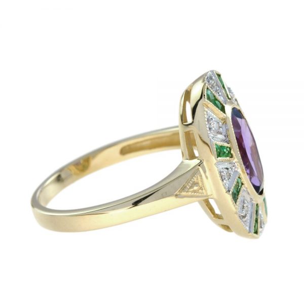 2.40ct Amethyst Emerald and Diamond Dress Ring